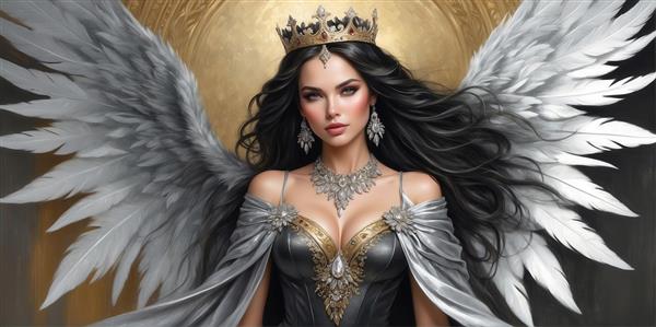 عکس ملکه فرشته با موی تیره برای دکوراسیون مدرن و شیک