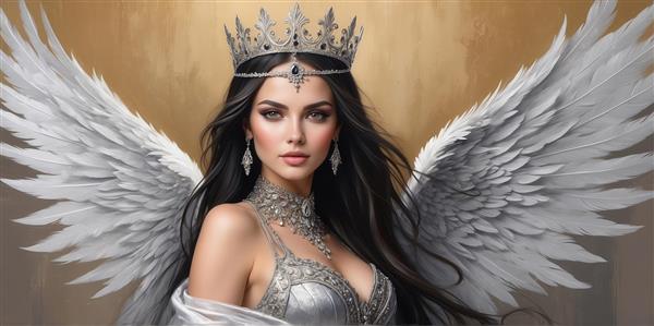 طرح پرتره فرشته زن باکیفیت بالا برای تابلو پذیرایی