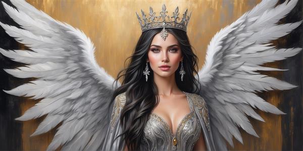 تصویر ملکه فرشته با بال‌های بزرگ برای چاپ پوستر عریض