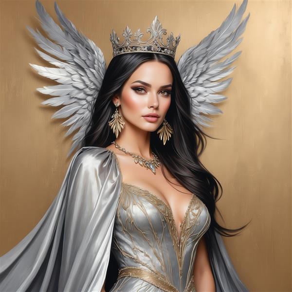 عکس ملکه فرشته با موی تیره برای پوستر دیواری دکوراتیو لوکس