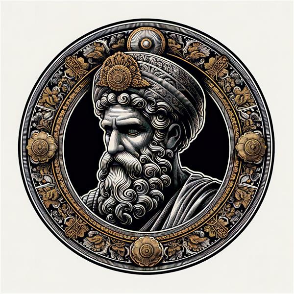 مجسمه نیم‌تنه پادشاه کهن ایرانی با ریش برای تابلو دکوراتیو کلاسیک