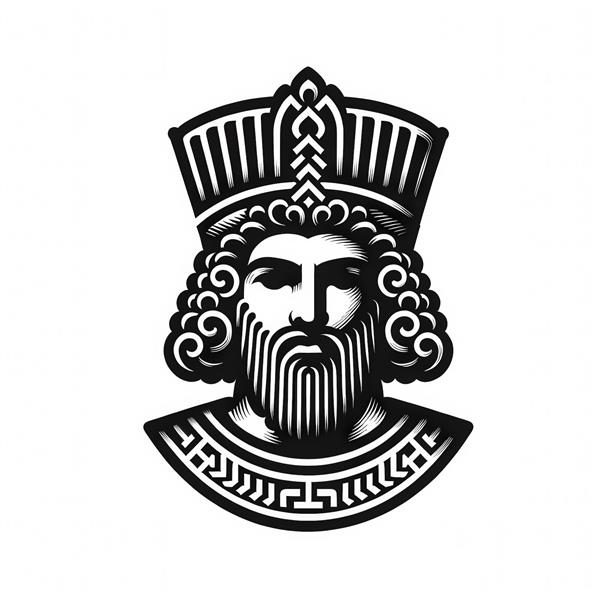 تصویر پادشاه ایرانی هخامنشی مینیمال برای چاپ روی ماگ و تیشرت