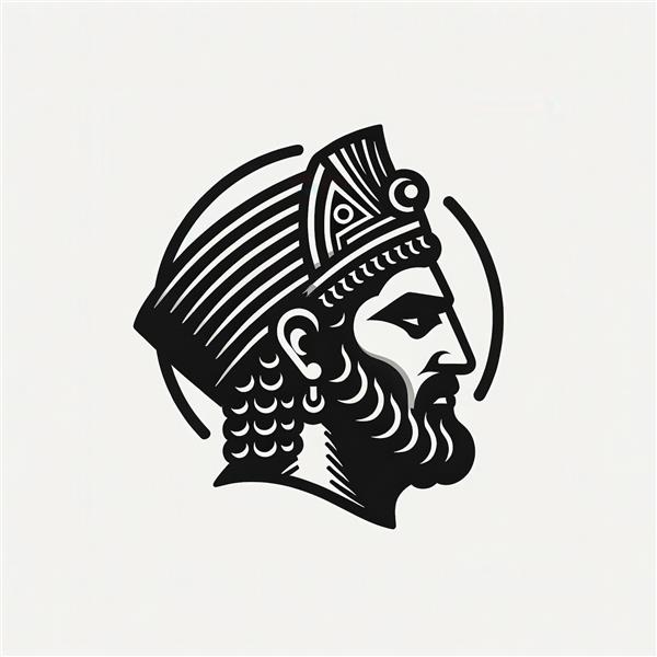 طرح مینیمال سر پادشاه هخامنشی باکیفیت برای تابلو دکوراتیو ساده