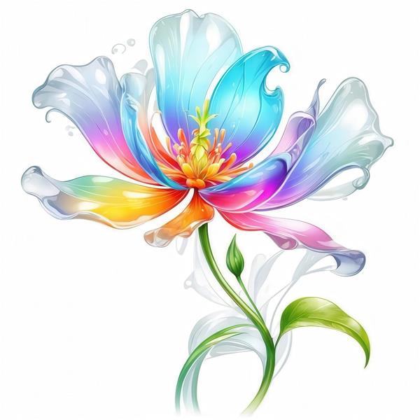 عکس گل آبرنگی مینیمال و فانتزی با رنگ‌های شاد برای پرده و کوسن