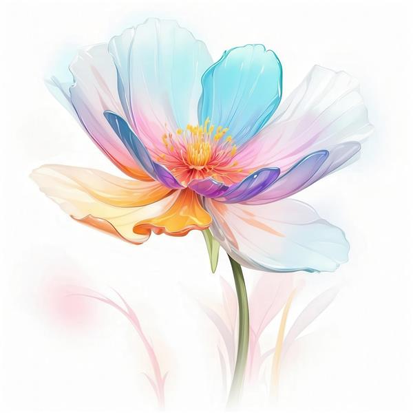 طرح گل آبرنگی مینیمال و رنگی با کیفیت بالا برای چاپ روتختی