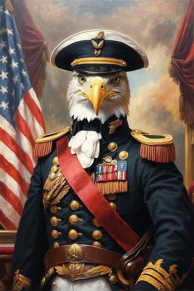 عکس پرتره عقاب ژنرال با لباس رسمی و کلاه برای تابلو اتاق نشیمن