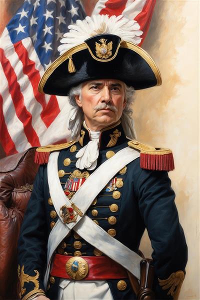 طرح نقاشی پرتره ژنرال تاریخی آمریکایی برای تابلو دکوراتیو