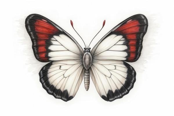 پروانه سفید و قرمز فانتزی باکیفیت برای پوستر دیواری اتاق نوجوان