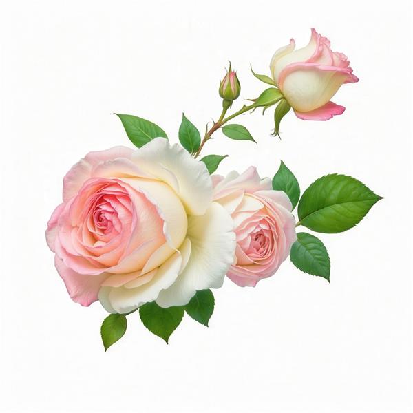 طرح دسته گل رز صورتی و سفید با غنچه برای چاپ روتختی و پرده