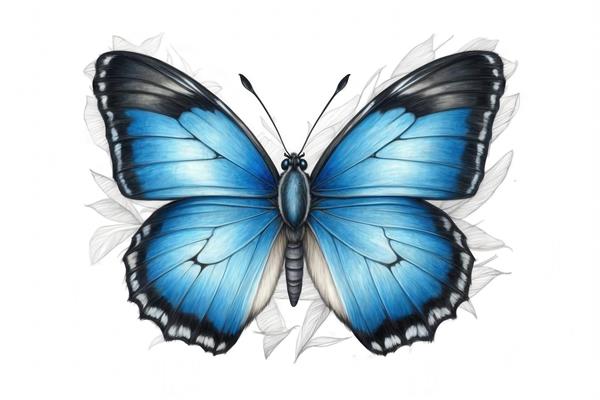 تصویر پروانه آبی روشن فانتزی با طرح سیاه برای چاپ روی تابلو شیک