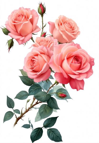 طرح آب رنگی شاخه رز هلویی چرک باکیفیت برای پرده و روتختی