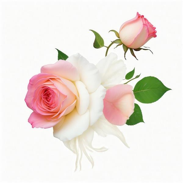 تصویر دسته گل رز سفید و صورتی آبرنگی برای چاپ تابلو دکوراتیو