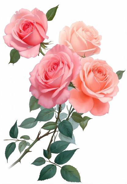 عکس دسته گل رز صورتی و هلویی باکیفیت برای تابلو دکوراتیو لوکس