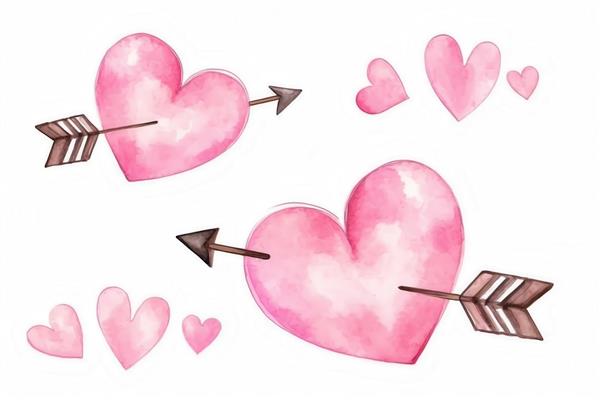 عکس قلب عاشقانه صورتی با تیر کارتونی برای پوستر اتاق نوجوان