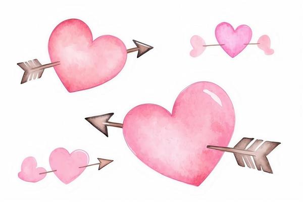 تصویر قلب‌های صورتی تیر خورده عاشقانه باکیفیت برای چاپ روتختی