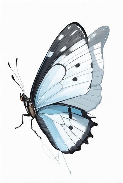 نقاشی آبرنگی پروانه آبی و مشکی با سایه‌ی روشن برای چاپ عریض
