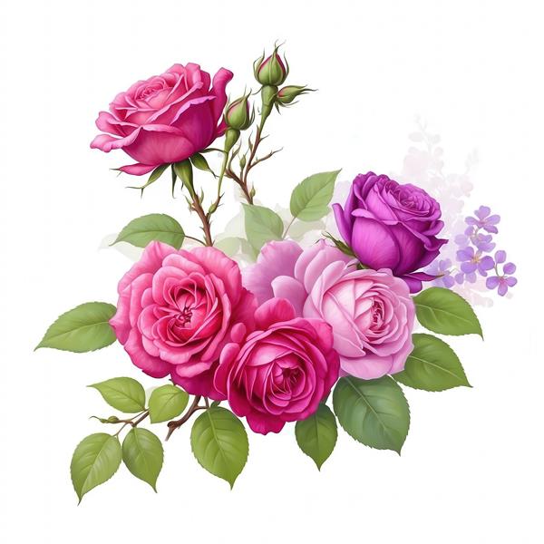 تصویر دسته گُل رُز سرخابی و بنفش برای چاپ روتختی باکیفیت