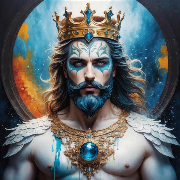 طرح پادشاه دریا فانتزی با گردنبند بزرگ برای چاپ روی روتختی