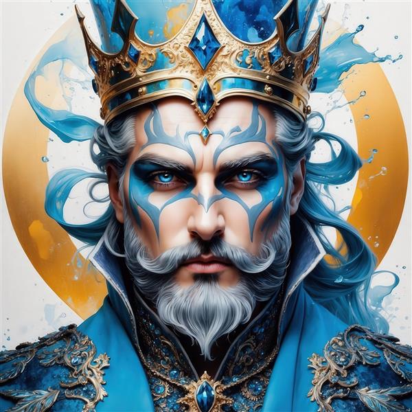 طرح پادشاه اسطوره‌ای با تاج جواهرنشان برای چاپ پرده یا کوسن