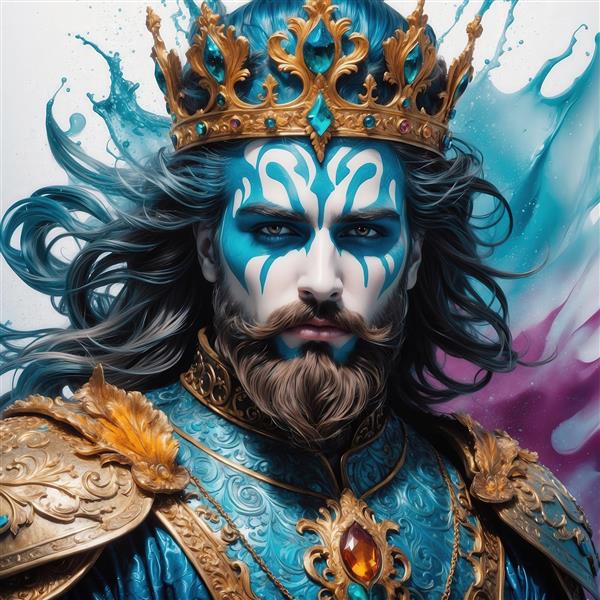 تصویر شاه دریا فانتزی با ماسک آبی روی صورت برای چاپ روی روتختی