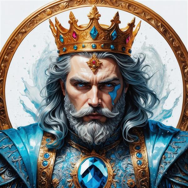 طرح پرتره خدای دریا فانتزی با تاج بزرگ باکیفیت برای پوستر دیواری