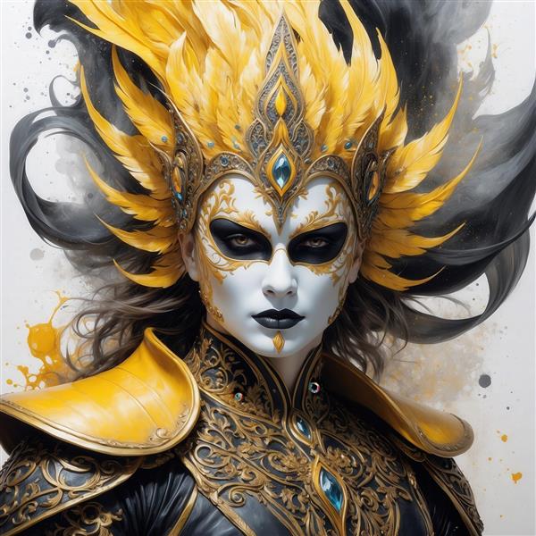 تصویر جنگجوی فانتزی با تاج و لباس طلایی برای تابلو دیواری