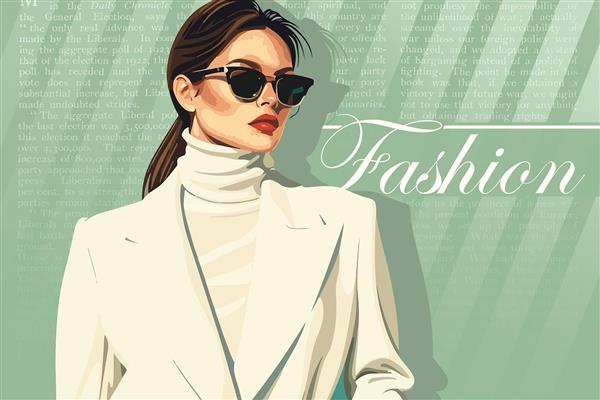 پوستر دیواری استایل و بوتیک زنانه با زمینه سبز و خطوط جذاب