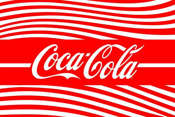 پوستر دیواری لوگو کوکاکولا کلاسیک با زمینه قرمز و خط دار