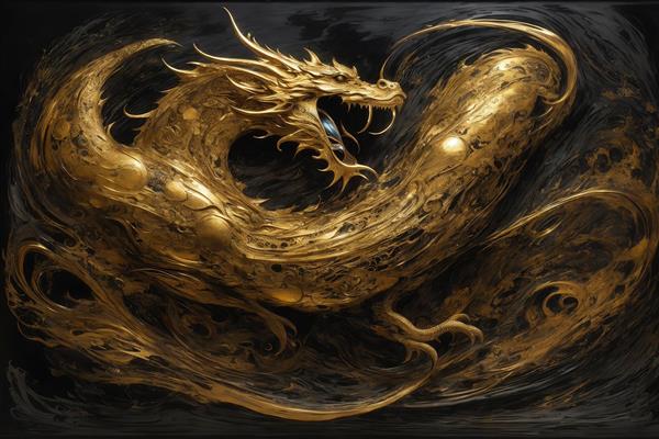 طرح دکوراتیو اژدهای زرین با بافت خشن و تیره برای روتختی و پرده