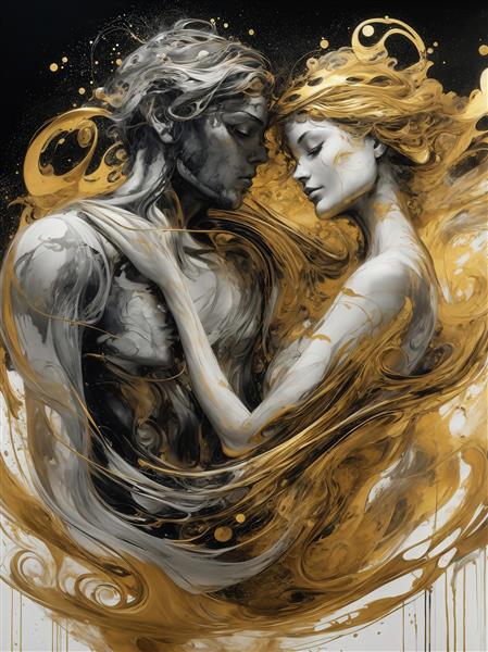 عکس زوج با بافت نقره‌ای و طلایی رویایی مناسب چاپ کوسن