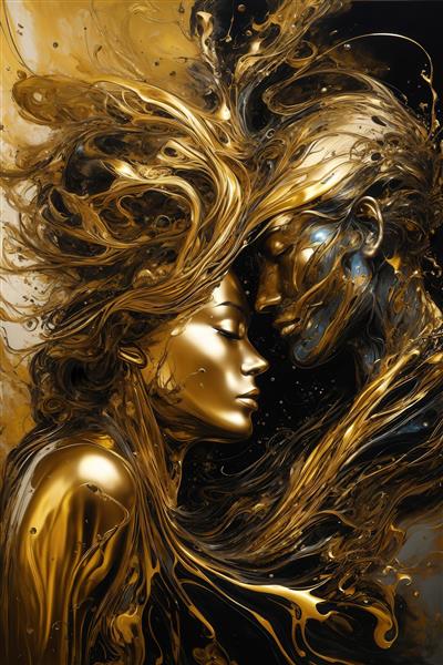 عکس دو چهره طلایی با زمینه تیره برای چاپ روی محصولات دکوراتیو