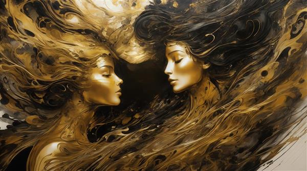 تصویر دو زن با موهای طلایی و سیاه رمانتیک