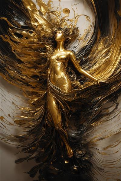 عکس زن طلایی انتزاعی آرت نووآ برای تابلو دکوراتیو مدرن