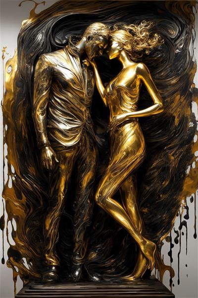 طرح لوکس مرد کت و شلوارپوش و زن طلایی برای دکوراسیون