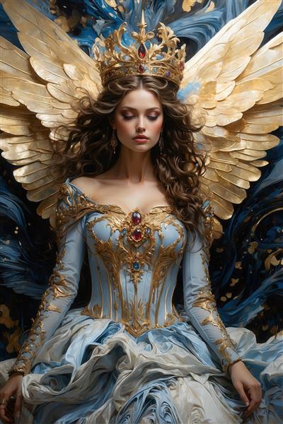 پرتره ملکه سلطنتی با تاج و جواهرات برای تابلو دکوراتیو کلاسیک