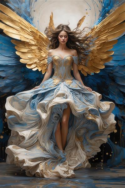 عکس ملکه با بال‌های طلایی پردار برای چاپ روتختی اشرافی