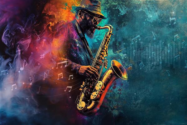 پوستر دیواری 3d و خاص موسیقی ترامپت رنگبندی دار محو بسیار جداب