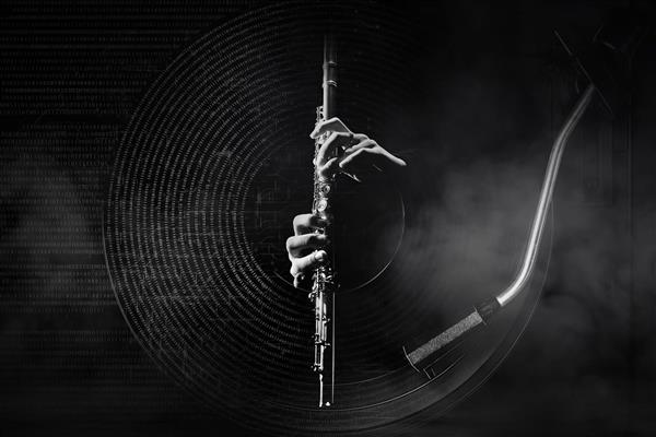 پوستر دیواری موسیقی و موزیک محو با طراحی نی