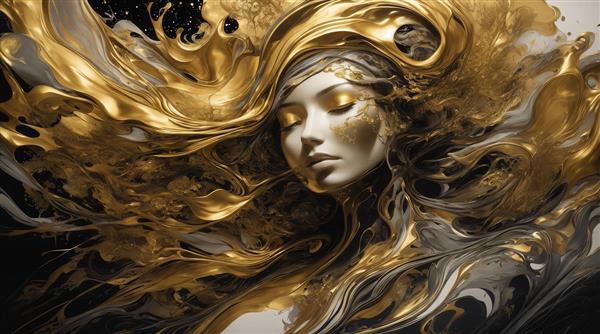 عکس پرتره زن با موهای طلایی و سفید شبیه مجسمه برای دکوراسیون