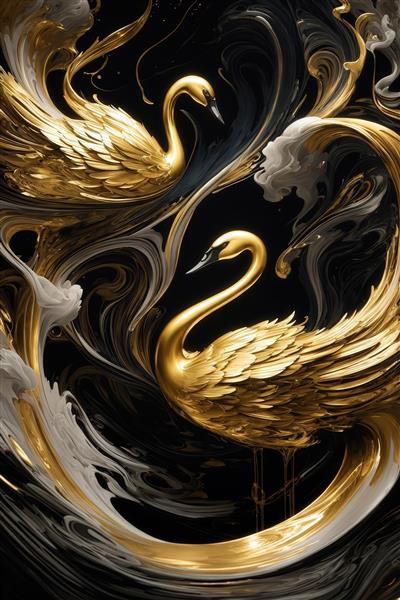 طرح قوهای طلایی آبستره در پس‌زمینه تیره برای چاپ روی پرده