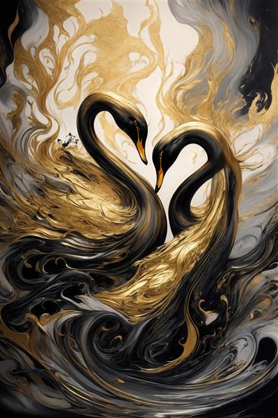 طرح قوهای سیاه و طلایی به سبک آبستره برای چاپ روی روتختی