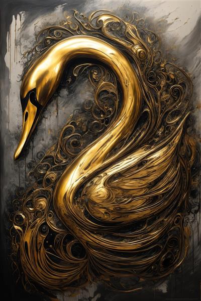 طرح قو طلایی برجسته با نقوش پیچیده برای چاپ روی محصولات دکوری