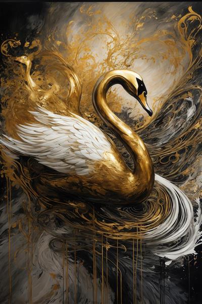 عکس قو طلایی و سفید باکیفیت برای چاپ روی پرده و روتختی