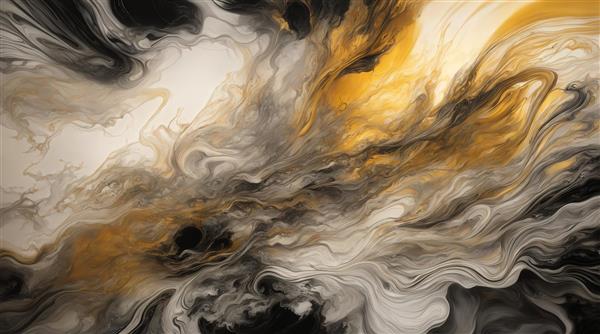 طرح امواج طلایی، سفید و خاکستری با رگه‌های مشکی برای دکور