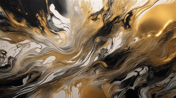 عکس پترن آبستره لوکس طلایی و سیاه با رگه‌های سفید برای چاپ