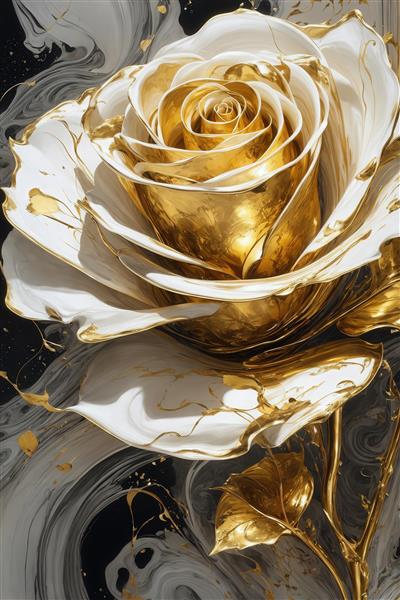 تصویر گل رز سفید طلایی با جزئیات زیاد برای چاپ روتختی