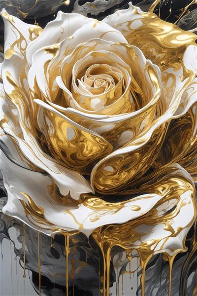 عکس گل رز طلایی و سفید مایع دکوراتیو برای چاپ پوستر عریض
