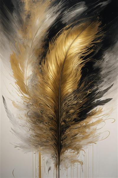 طرح پر طلایی با جلوه مه‌ای و پاشش رنگ روی زمینه روشن برای پوستر