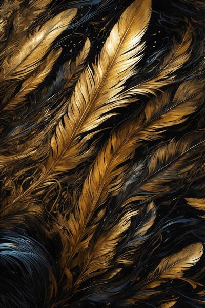 طرح پر طلایی ریز با پسزمینه تیره برای تابلو