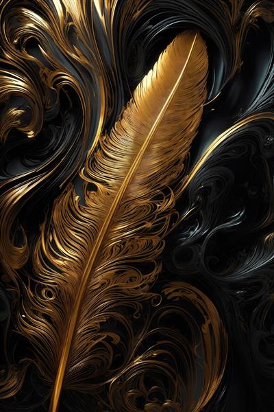 عکس پر طلایی و مشکی با بافت برجسته و پاشش طلایی برای دکور مدرن